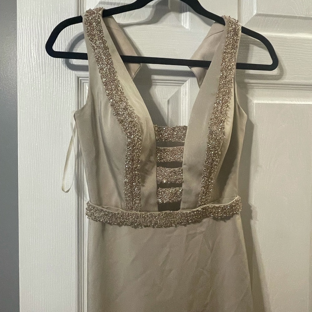 Beige/Tan Beaded Prom or Bridesmaids Dress